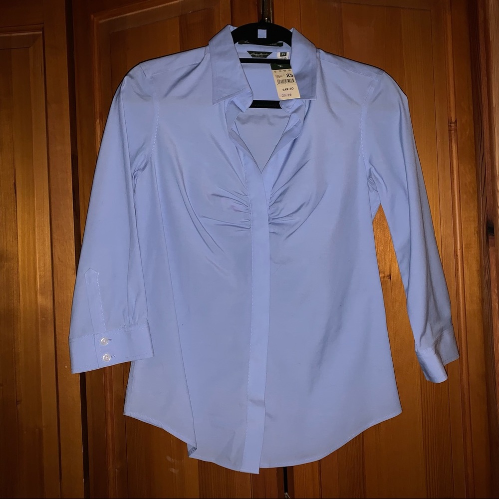 NWT Gathered Blue Dress Shirt